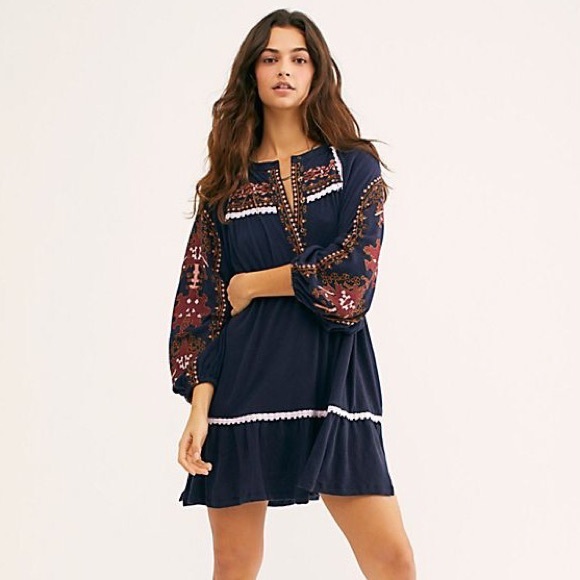 Free People Tops - Free People Rose Tunic Top Embroidered